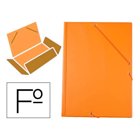 CARPETA LIDERPAPEL GOMAS PLASTICO FOLIO SOLAPAS COLOR NARANJA