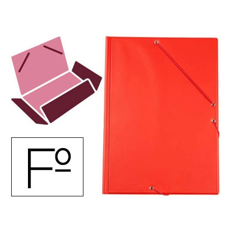 CARPETA LIDERPAPEL GOMAS PLASTICO FOLIO SOLAPAS COLOR ROJO