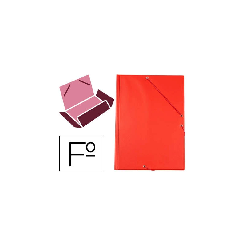 CARPETA LIDERPAPEL GOMAS PLASTICO FOLIO SOLAPAS COLOR ROJO