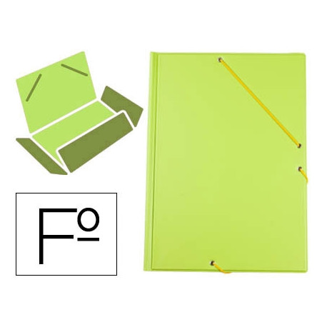 CARPETA LIDERPAPEL GOMAS PLASTICO FOLIO SOLAPAS COLOR VERDE PISTACHO