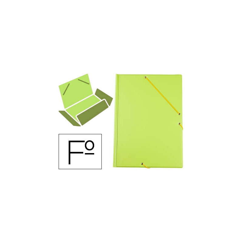 CARPETA LIDERPAPEL GOMAS PLASTICO FOLIO SOLAPAS COLOR VERDE PISTACHO