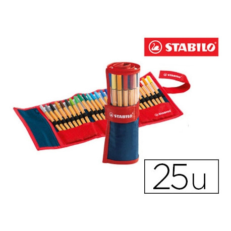 ROTULADOR STABILO PUNTA DE FIBRA POINT 88 ESTUCHE ROLLERSET DE 25 COLORES SURTIDOS