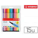 ROTULADOR STABILO ACUARELABLE PEN 68 ESTUCHE DE 10 COLORES ESTANDAR + 5 COLORES NEON