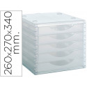 FICHERO CAJONES DE SOBREMESA ARCHIVO 2000 260X270X340 MM APILABLES 5 CAJONES TRANSPARENTE TRANSLUCID