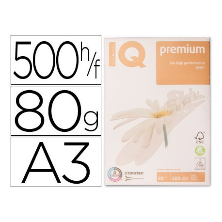 PAPEL FOTOCOPIADORA IQ PREMIUM DIN A3 80 GRAMOS PAQUETE DE 500 HOJAS