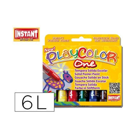 TEMPERA SOLIDA EN BARRA PLAYCOLOR ESCOLAR CAJA DE 6 COLORES SURTIDOS