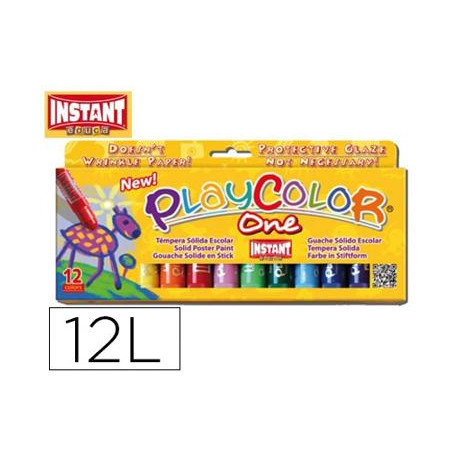 TEMPERA SOLIDA EN BARRA PLAYCOLOR ESCOLAR CAJA DE 12 COLORES SURTIDOS