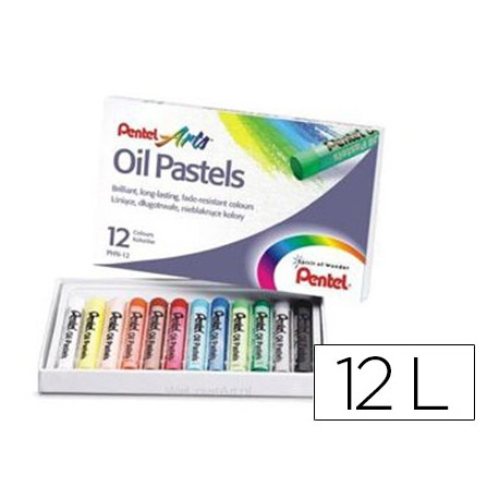 LAPICES PENTEL OIL PASTEL CAJA DE 12 COLORES SURTIDOS