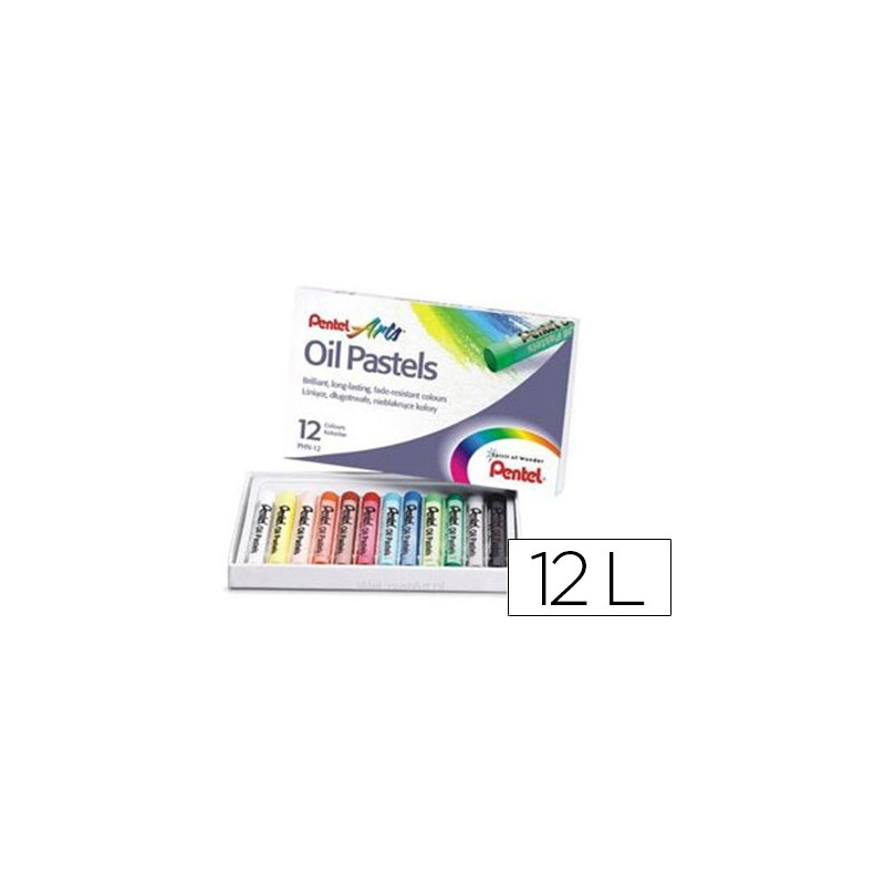 LAPICES PENTEL OIL PASTEL CAJA DE 12 COLORES SURTIDOS