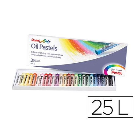 LAPICES PENTEL OIL PASTEL CAJA DE 25 COLORES SURTIDOS