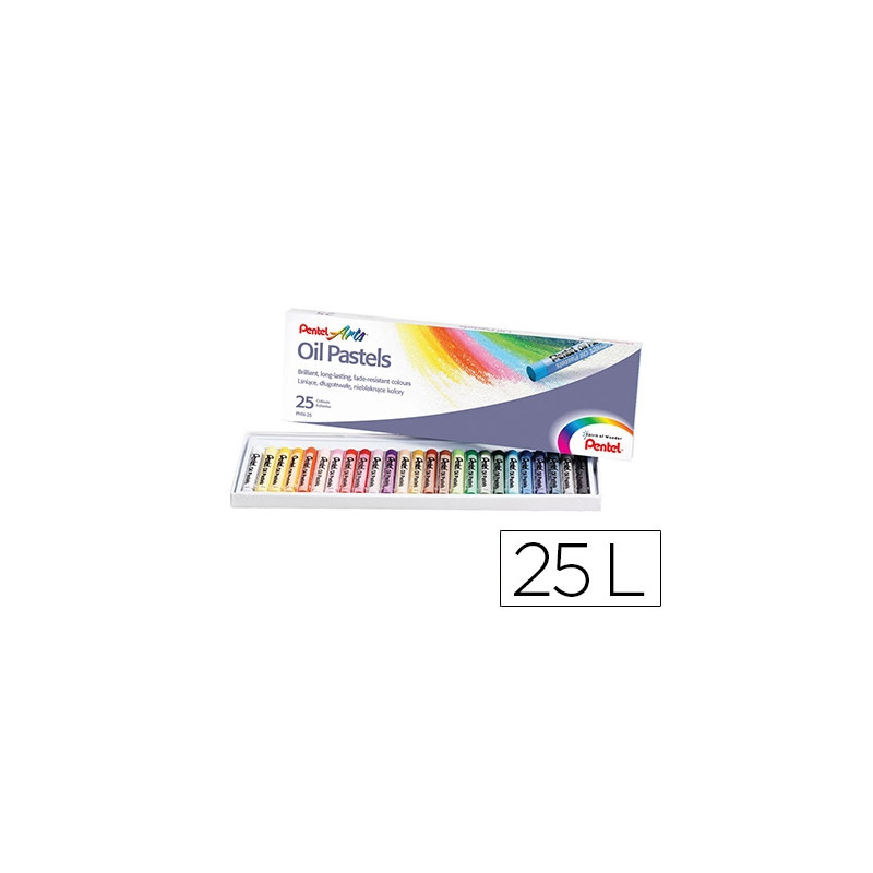 LAPICES PENTEL OIL PASTEL CAJA DE 25 COLORES SURTIDOS