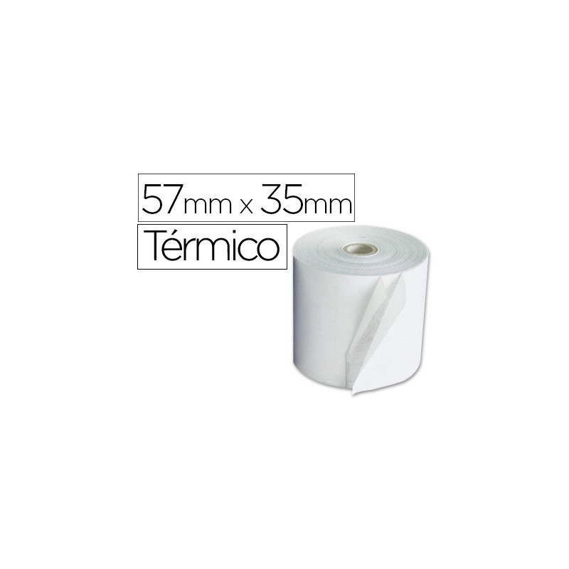 ROLLO SUMADORA TERMICO Q-CONNECT 57 MM ANCHO X 35 MM DIAMETRO PARA TPV SIN BISFENOLA