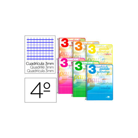 CUADERNO ESPIRAL LIDERPAPEL CUARTO PAUTAGUIA TAPA DURA 80H75 GR CUADRO PAUTADO 3 MM CON MARGEN