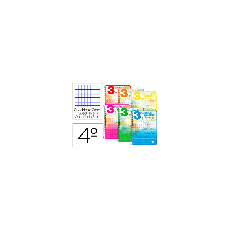 CUADERNO ESPIRAL LIDERPAPEL CUARTO PAUTAGUIA TAPA DURA 80H75 GR CUADRO PAUTADO 3 MM CON MARGEN