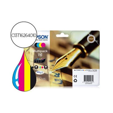 INK-JET EPSON 16 MULTIPACK WORKFORCE WF-2010W WF-2510WF WF-2520NF WF-2530WF WF-2540WF NEGRO AMARILLO