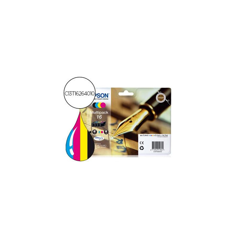 INK-JET EPSON 16 MULTIPACK WORKFORCE WF-2010W WF-2510WF WF-2520NF WF-2530WF WF-2540WF NEGRO AMARILLO