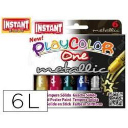 TEMPERA SOLIDA EN BARRA PLAYCOLOR ESCOLAR CAJA DE 6 COLORES METALIZADOS SURTIDOS