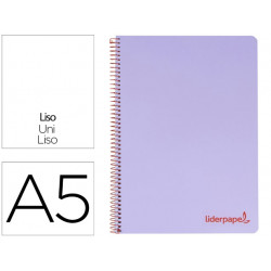 CUADERNO ESPIRAL LIDERPAPEL A5 MICRO WONDER TAPA PLASTICO 120H 90G CUADRO 5MM 5 BANDAS 6 TALADROS CO