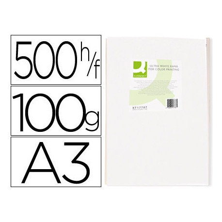 PAPEL FOTOCOPIADORA Q-CONNECT ULTRA WHITE DIN A3 100 GRAMOS PAQUETE DE 500 HOJAS