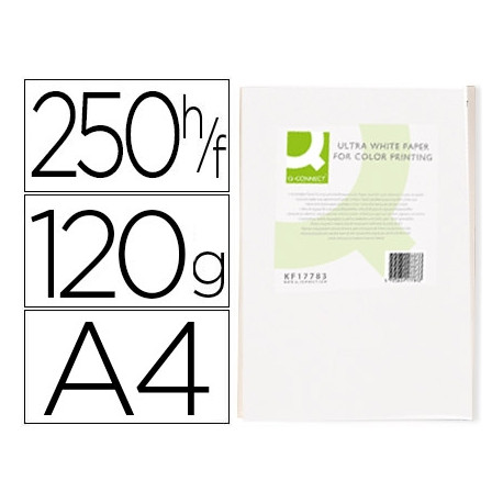 PAPEL FOTOCOPIADORA Q-CONNECT ULTRA WHITE DIN A4 120 GRAMOS PAQUETE DE 250 HOJAS