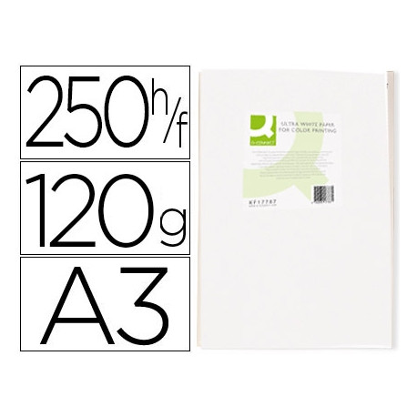 PAPEL FOTOCOPIADORA Q-CONNECT ULTRA WHITE DIN A3 120 GRAMOS PAQUETE DE 250 HOJAS