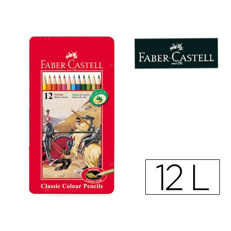 LAPICES DE COLORES FABER CASTELL CAJA METALICA DE 12 COLORES SURTIDOS