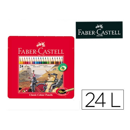 LAPICES DE COLORES FABER CASTELL CAJA METALICA DE 24 COLORES SURTIDOS