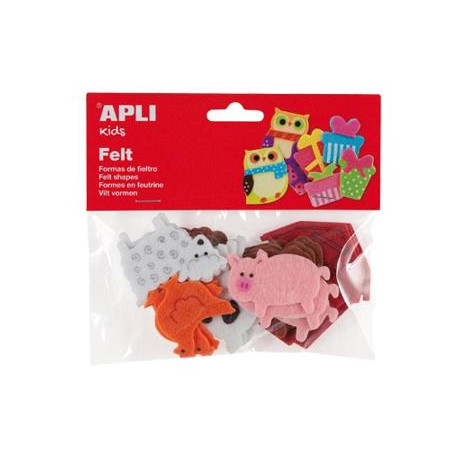 FIGURA DE FIELTRO APLI CON FORMA DE ANIMALES BOLSA DE 18 UNIDADES SURTIDAS