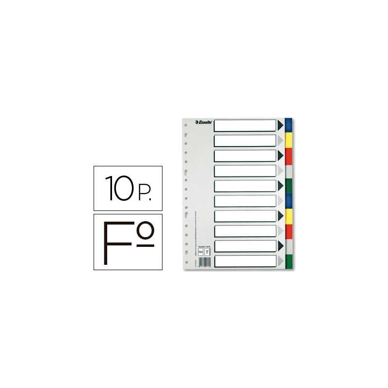 SEPARADOR ESSELTE PLASTICO JUEGO DE 10 SEPARADORES FOLIO CON 5 COLORES MULTITALADRO