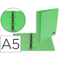 CARPETA DE 4 ANILLAS 25 MM REDONDAS LIDERPAPEL A5 CARTON FORRADO PVC VERDE