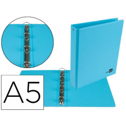 CARPETA DE 4 ANILLAS 25 MM REDONDAS LIDERPAPEL A5 CARTON FORRADO PVC AZUL