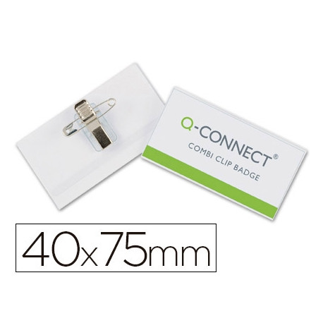 IDENTIFICADOR Q-CONNECT CON PINZA E IMPERDIBLE KF17457 40X75 MM