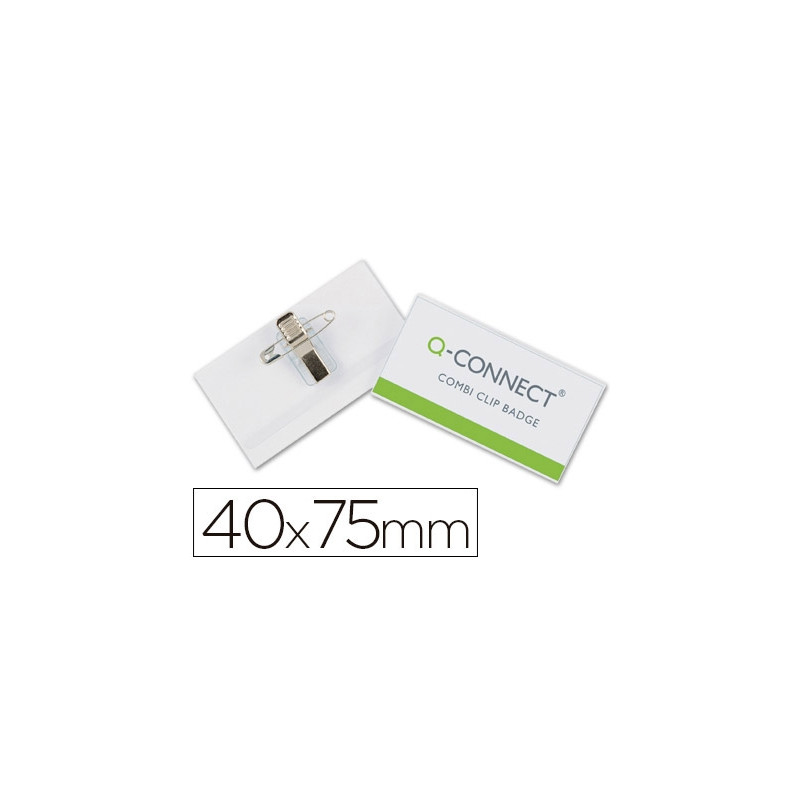 IDENTIFICADOR Q-CONNECT CON PINZA E IMPERDIBLE KF17457 40X75 MM