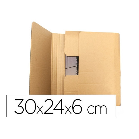 CAJA PARA EMBALAR LIBROS Q-CONNECT CARTON RECICLADO CANAL SIMPLE 3 MM COLOR KRAFT 300X240X60 MM