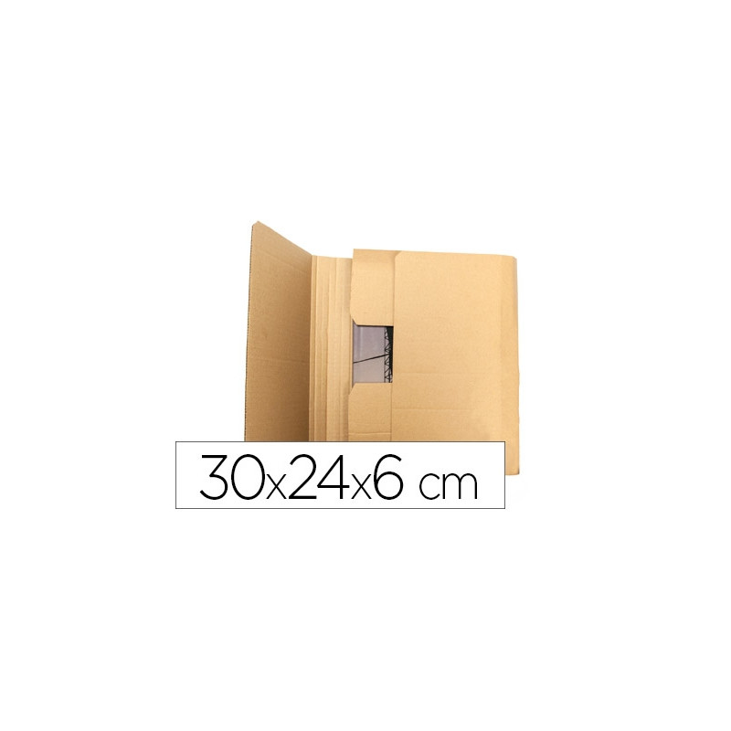 CAJA PARA EMBALAR LIBROS Q-CONNECT CARTON RECICLADO CANAL SIMPLE 3 MM COLOR KRAFT 300X240X60 MM