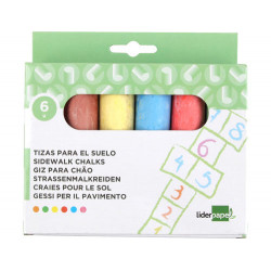 TIZA COLOR LIDERPAPEL PARA SUELO CAJA DE 6 UNIDADES COLORES SURTIDOS