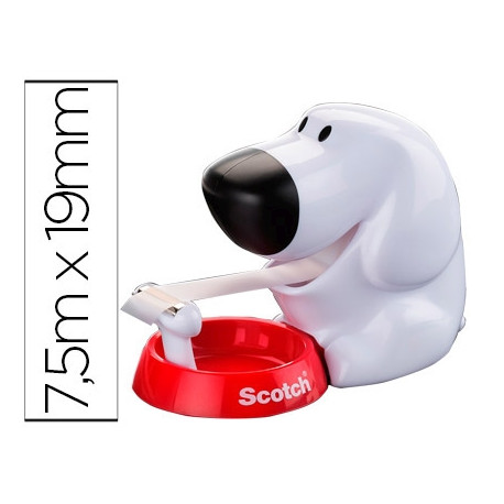 PORTARROLLO SOBREMESA SCOTCH DOGGY 8,9 MT X 19 MM INCLUYE ROLLO DE CINTA ADHESIVA MAGIC