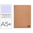 CUADERNO ESPIRAL LIDERPAPEL CUARTO ECOUSE TAPA CARTULINA KRAFT 80H PAPEL RECICLADO 80 GRCUADRO 4MM