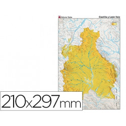 MAPA MUDO COLOR DIN A4 CASTILLA-LEON FISICO