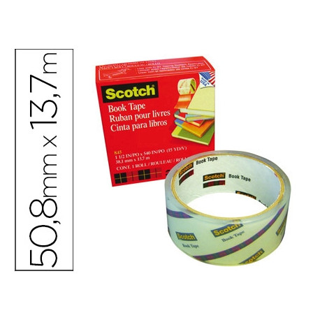 CINTA ADHESIVA SCOTCH 845 BOOK TAPE 13,7 MT X 50,8 MM