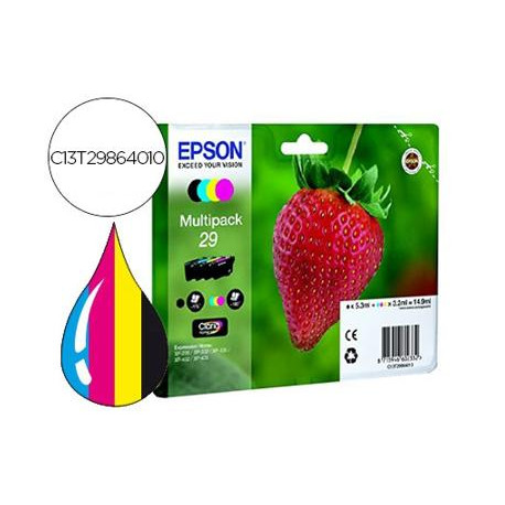 INK-JET EPSON HOME 29 T2986 XP435/330/235 MULTIPACK 4 COLORES NEGRO/AMARILLO/CIAN/MAGENTA