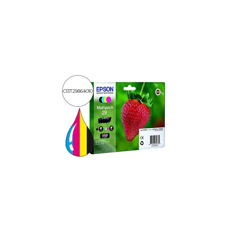 INK-JET EPSON HOME 29 T2986 XP435/330/235 MULTIPACK 4 COLORES NEGRO/AMARILLO/CIAN/MAGENTA