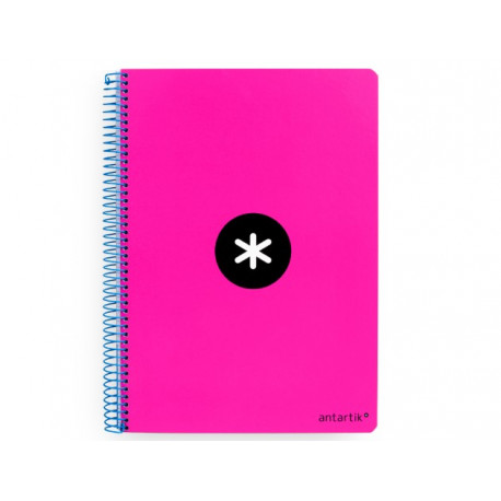 CUADERNO ESPIRAL ANTARTIK A5 TAPA DURA 80H 100 G CUADRO 5MM CON MARGEN COLOR ROSA FLUOR