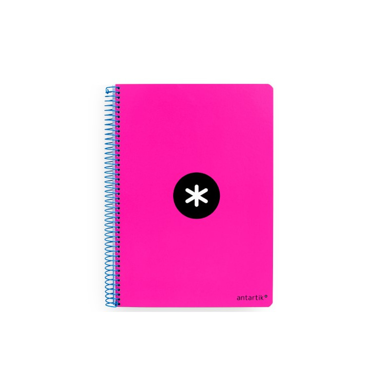 CUADERNO ESPIRAL ANTARTIK A5 TAPA DURA 80H 100 G CUADRO 5MM CON MARGEN COLOR ROSA FLUOR