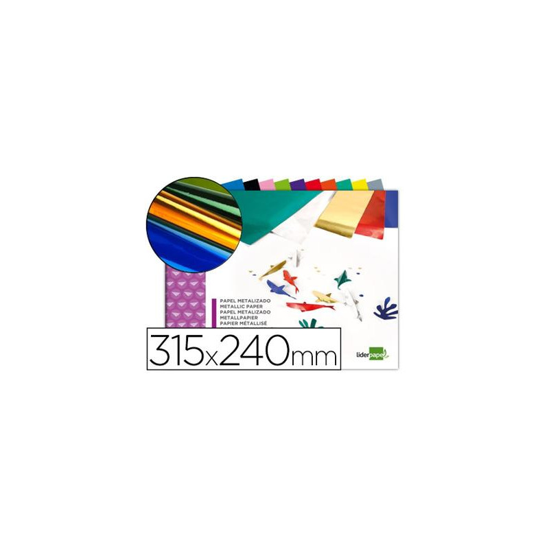 BLOC TRABAJOS MANUALES LIDERPAPEL PAPEL METALIZADO 240X315MM 10 HOJAS COLORES SURTIDOS