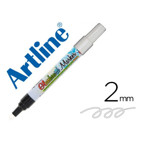 ROTULADOR ARTLINE GLASS MARKER ESPECIAL CRISTAL BORRABLE EN SECO O HUMEDO COLOR BLANCO