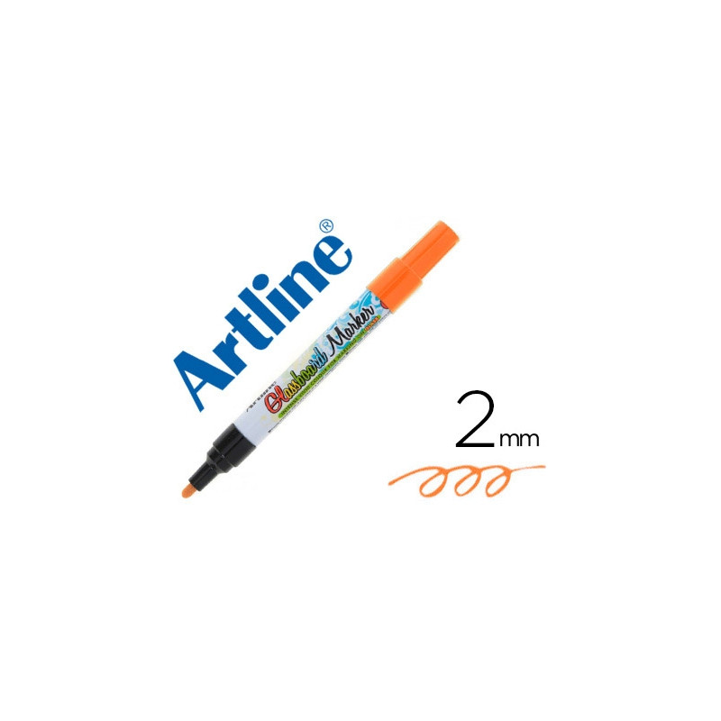 ROTULADOR ARTLINE GLASS MARKER ESPECIAL CRISTAL BORRABLE EN SECO O HUMEDO COLOR NARANJA FLUOR