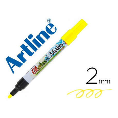 ROTULADOR ARTLINE GLASS MARKER ESPECIAL CRISTAL BORRABLE EN SECO O HUMEDO COLOR AMARILLO FLUOR