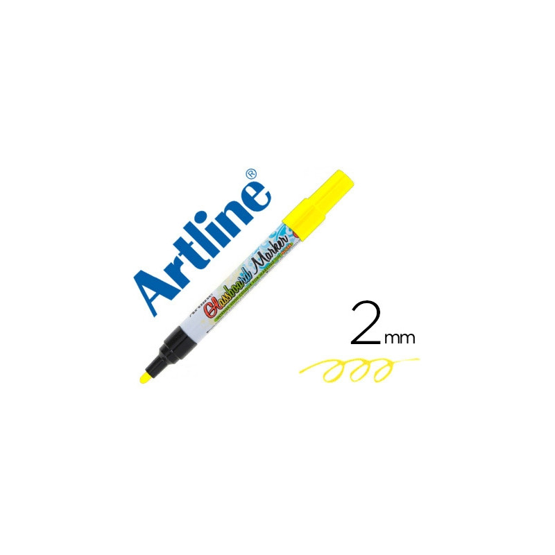 ROTULADOR ARTLINE GLASS MARKER ESPECIAL CRISTAL BORRABLE EN SECO O HUMEDO COLOR AMARILLO FLUOR