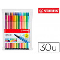 ROTULADOR STABILO ACUARELABLE PEN 68 ESTUCHE DE 24 COLORES ESTANDAR + 6 COLORES NEON